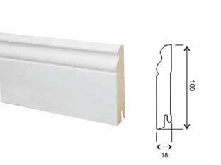 BATTISCOPA BAROCCO IN MDF BIANCO- - mm.18x100x2400 - 6 pezzi PIRCHER