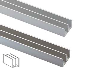 PROFILO A DOPPIA U IN ALLUMINIO- - mm.20x18 mt.1 argento - 5 pezzi