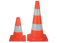 CONO SEGNALETICO STRADALE IN PLASTICA CON BASE E FASCIA RIFRANGENTE- - base cm.22,6x33h. - 5 pezzi