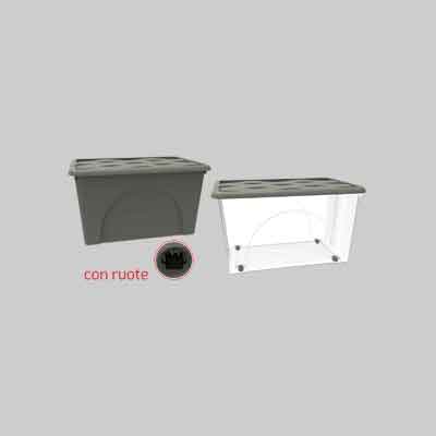 CONTENITORE  MULTIUSO 'STORAGE BOX' 60 lt, - Col. Trasparente/Grigio Talpa