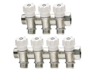 COLLETTORE DI DISTRIBUZIONE COMPONIBILE CON VALVOLE ART.465  MM 3/4  4 derivazioni M 1/2    ITAP