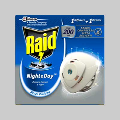 RAID DIFFUSORE ANTIZANZARE 'NIGHT & DAY' Base + 1 ricarica - JOHNSON