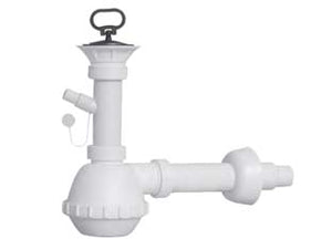 SIFONE MOPLEN A FIASCO 1 VIA CON SCARICO E PILETTA  11/2 per lavello ceramica