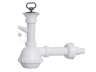 SIFONE MOPLEN A FIASCO 1 VIA CON SCARICO E PILETTA  11/2 per lavello ceramica