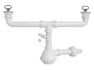 SIFONE MOPLEN A FIASCO 2 VIE CON SCARICO E PILETTE  11/2 per lavello ceramica