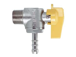 RUBINETTO GAS MASCHIO 1/2 PER GPL a squadro con portagomma ø mm.10    FIV