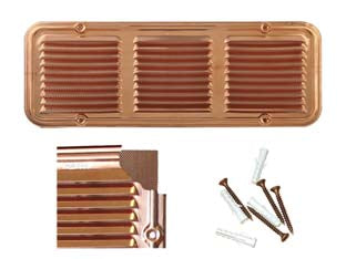 GRIGLIA AERAZIONE RETTANGOLARE IN RAME  cm.25x14h.