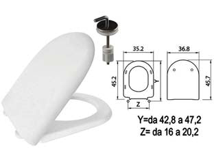 SEDILE WC IN TERMOINDURENTE LUNA 2 BIANCO CERNIERE INOX H057 coprivaso copriwater SANIPLAST