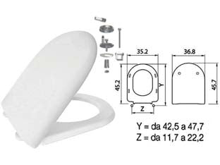 SEDILE WC IN TERMOINDURENTE LUNA 2 BIANCO CERNIERE INOX H050 coprivaso copriwater SANIPLAST