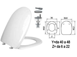 SEDILE WC IN TERMOINDURENTE AQUA CERNIERE INOX H341 coprivaso copriwater SANIPLAST