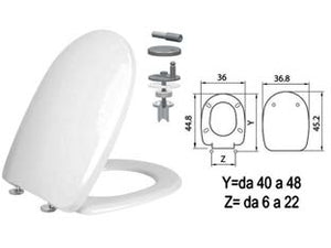 SEDILE WC IN TERMOINDURENTE AQUA CERNIERE INOX H341 coprivaso copriwater SANIPLAST