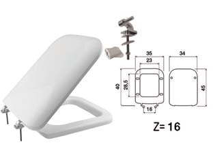 SEDILE WC IN TERMOINDURENTE DOUBLE BIANCO CERNIERE IN METALLO coprivaso copriwater SANIPLAST