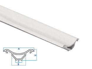 PROFILO RACCORDO IGIENICO RIGIDO BIANCO- - mm. A=30 B=14 C=6,4 H=11 - barra mt.2,5 - 10 pezzi