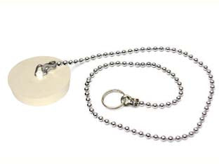 TAPPO IN GOMMA BIANCA CON CATENA- - ø mm.40 - 10 pezzi