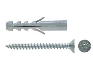 TASSELLO IN NYLON CON VITE S-V- - ø mm.5x25 vite mm.4x30 - 100 pezzi FISCHER