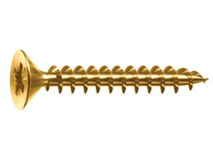 VITI PANEL-VIT TESTA SVASATA PIANA ACCIAIO OTTONATO- - ø mm.5x40 - 500 pezzi MUSTAD