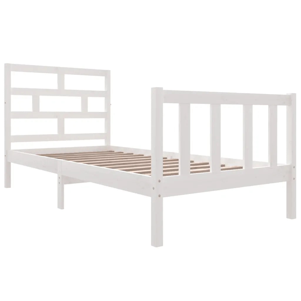 Giroletto-Struttura Letto Bianco in Legno Massello di Pino 90x190 cm Single 331776
