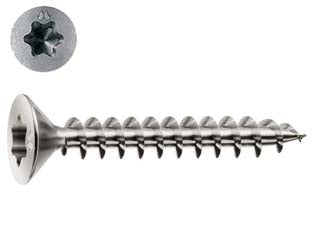 VITI PANEL-VIT TESTA SVASATA PIANA TORX ACCIAIO CHROMITING- - ø mm.4x20 - 500 pezzi MUSTAD