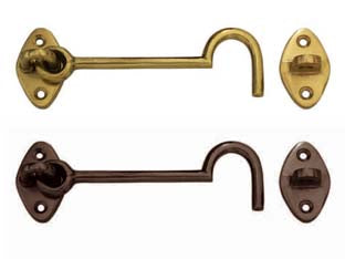 GANCIO FERMAPERSIANE SNODATO CON INCONTRO- - mm.100 in ottone bronzato - 5 pezzi