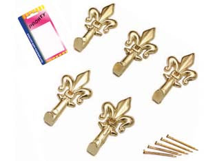 GANCI PER QUADRI GIGLIO ORO PICCOLI IN BLISTER- - mm.33, in bl.5 pz. - 12 blister