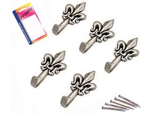 GANCI PER QUADRI GIGLIO ARGENTO PICCOLI IN BLISTER- - mm.33, in bl.5 pz. - 12 blister