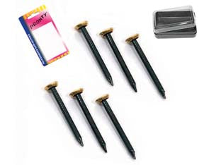 CHIODI IN ACCIAIO TESTA OTTONE IN BLISTER- - mm.25 in bl.15 pz. - 12 blister