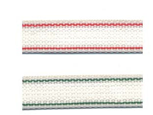 CINTINO NYLON RIGATO ROSSO E VERDE PER AVVOLGIBILI- - mt.50x mm.22h. in rotolo gr.23 per metro - 50 mt