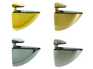 MENSOLA A MORSETTO SOLE- - mm.55x45h. - apertura max mm.15 oro lucido - 2 pezzi