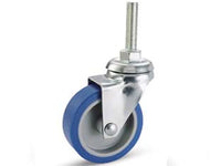 RUOTE A FORCELLA IN GOMMA BLU SINTETICA CON PERNO 221B- - ø mm.50x18 perno ø mm.8x30 mm.66h. port. Kg.20 - 4 pezzi AVO