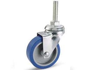 RUOTE A FORCELLA IN GOMMA BLU SINTETICA CON PERNO 221B- - ø mm.50x18 perno ø mm.8x30 mm.66h. port. Kg.20 - 4 pezzi AVO