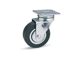 RUOTE A FORCELLA IN GOMMA CON PIASTRA GIREVOLE 160- - ø mm.50x18 piastra mm.40x40 mm.66h. port. Kg.30 - 4 pezzi AVO