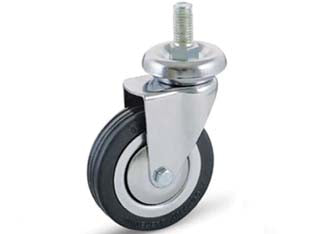 RUOTE A FORCELLA IN GOMMA CON PERNO 155B- - ø mm.60x23 perno ø mm.10x30 mm.93h. port. Kg.60 - 4 pezzi AVO