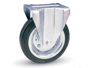 RUOTE INDUSTRIALI IN GOMMA CON PIASTRA FISSA 80SEA  ø mm.125x37,5 piastra mm.115x85 155h. p. Kg.100    AVO