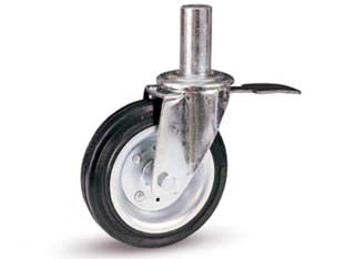 RUOTE INDUSTRIALI GOMMA E PERNO GIREVOLE FRENO TUBO INNOCENTI80BISBI  ø mm.200x50  mm.155h. port. kg.205    AVO