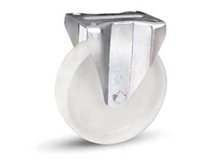 RUOTE INDUSTRIALI IN POLIAMMIDE C/PIASTRA FISSA GABBIA RULLI 118BISA  ø mm.200x50 piastra mm.140x110  235h. p. Kg.300    AVO