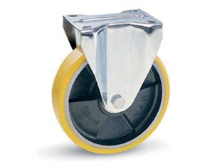 RUOTE INDUSTRIALI IN POLIURETANO NUCLEO GHISA  PIASTRA  FISSA 22SEA  ø mm.150x30 piastra mm.100x85  181h. p. Kg.200    AVO