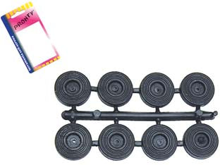 PARACOLPI SOTTOSEDIE BASSI IN PLASTICA NERI- - ø mm.25x5h., in bl. pz.8 - 12 blister