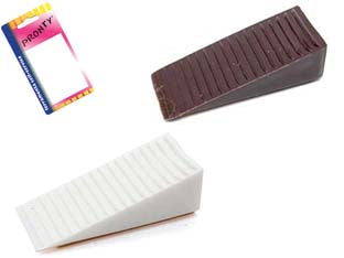 FERMAPORTA ADESIVO A CUNEO IN BLISTER- - marrone, in bl.4 pz. - 12 blister