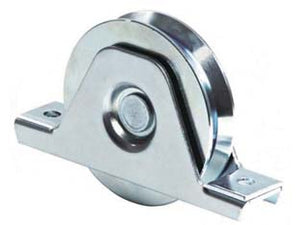 RUOTA CANCELLI GOLA V SUPPORTO INFERIORE ART.335- - ø mm.120 supporto mm.185 - 2 pezzi COMUNELLO