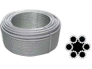 FUNE METALLICA IN ACCIAIO ZINCATO- - ø mm14 rt da mt100, 72 fili - 1 rotolo QUALITY