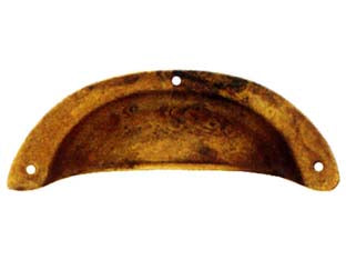 MANIGLIE PER MOBILI A CONCHIGLIA MOD.15122 IN OTTONE ANTICATO- - mm.77x31h. - 5 pezzi METALSTYLE