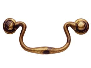 MANIGLIE PER MOBILI SNODATE MOD.03019 IN OTTONE ANTICATO- - mm.115x49h. - interfori mm.96 - 5 pezzi METALSTYLE