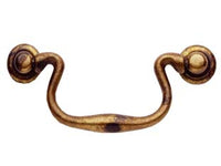 MANIGLIE PER MOBILI SNODATE MOD.03019 IN OTTONE ANTICATO- - mm.115x49h. - interfori mm.96 - 5 pezzi METALSTYLE