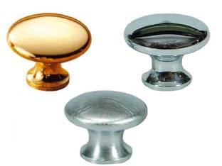 POMOLI PER MOBILI IN OTTONE PIATTI LISCI- - ø mm.22 in ottone cromato satinato - 5 pezzi