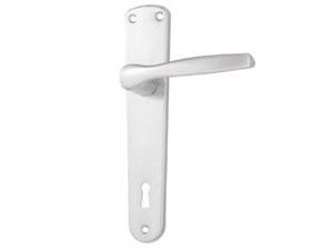 MANIGLIA MODELLO ALU CON PLACCA IN ALLUMINIO ARGENTO- - mm.90 - 2 paio