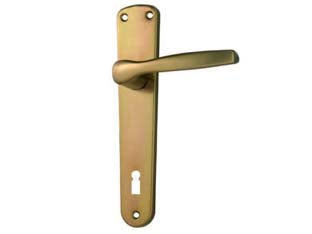 MANIGLIA ALU CON PLACCA IN ALLUMINIO BRONZATO- - mm.90 - 1 paio