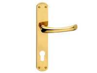 MANIGLIA RIO CON PLACCA IN OTTONE- - mm.90 foro yale - 2 paio