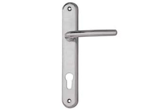 MANIGLIA VEGA CON PLACCA FORO YALE IN ZAMA FINIT. OTT. CROMO SATINATO- - mm.90 foro yale - 2 paio COTTALI