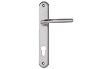 MANIGLIA VEGA CON PLACCA FORO YALE IN ZAMA FINIT. OTT. CROMO SATINATO- - mm.90 foro yale - 2 paio COTTALI