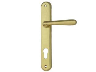 MANIGLIA KAROL CON PLACCA FORO YALE IN ZAMA FINITURA OTTONE LUCIDO- - mm.90 foro yale - 1 paio COTTALI